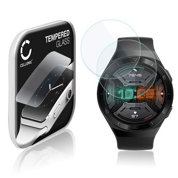 2x CELLONIC Skærmbeskytter til Huawei Watch GT2e Fitness Tracker Smart Watch Face Protector - 2.5D 0,33mm Full Glue Glas hærdet i 9 timer Gennemsigtig