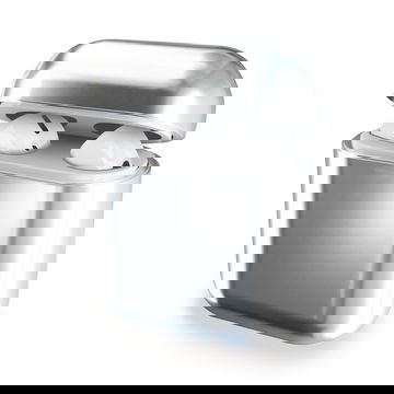 subtel Hardcase Cover til AirPods 1, AirPods 2 holder - stødsikker beskyttende plastik - hard shell charging case skin m/ Sync Button & LED Cutout - Silver / Chrome