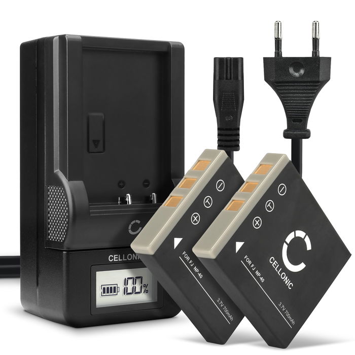 2x Kamera batteri til Panasonic Lumix DMC-FX7, Panasonic Lumix DMC-FX2 - Udskift DMW-BCB7 CGA-S004 CGA-S004A CGA-S004E batteri + Oplader ekstra batteri