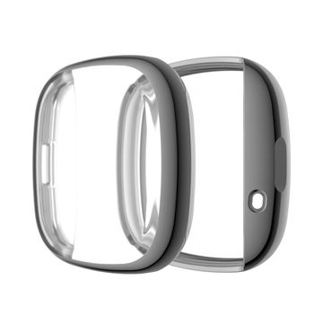 subtel Beskyttelsesetui og skærmbeskytter til FitBit Versa 3 / Sense 9H Hærdet glas GPS Smart Watch Cover Smartwatch Bumper Case Frame - Grå