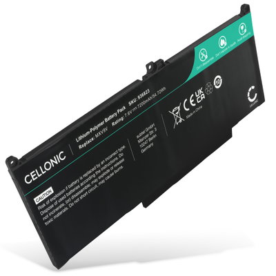 Batteri til Dell Latitude 14 7400, 13 5300, 13 5310, 13 7300, MXV9V, N2K62, 5VC2M Bærbar computer - 7200mAh 7.6V 
