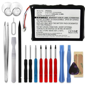 Batteri til Apple iPod 4. Generation Photo - A1059 A1099 - Reservebatteri 616-0183, 616-0198, 616-0206, 616-0215 1200mAh + Værktøj Set udskiftsningsbatteri