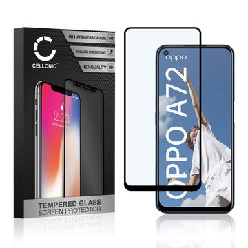 Skærmbeskytter glas til Oppo A72 - Tempered Glass (HD kvalitet / 3D Full Cover / 0,33mm / 9H)