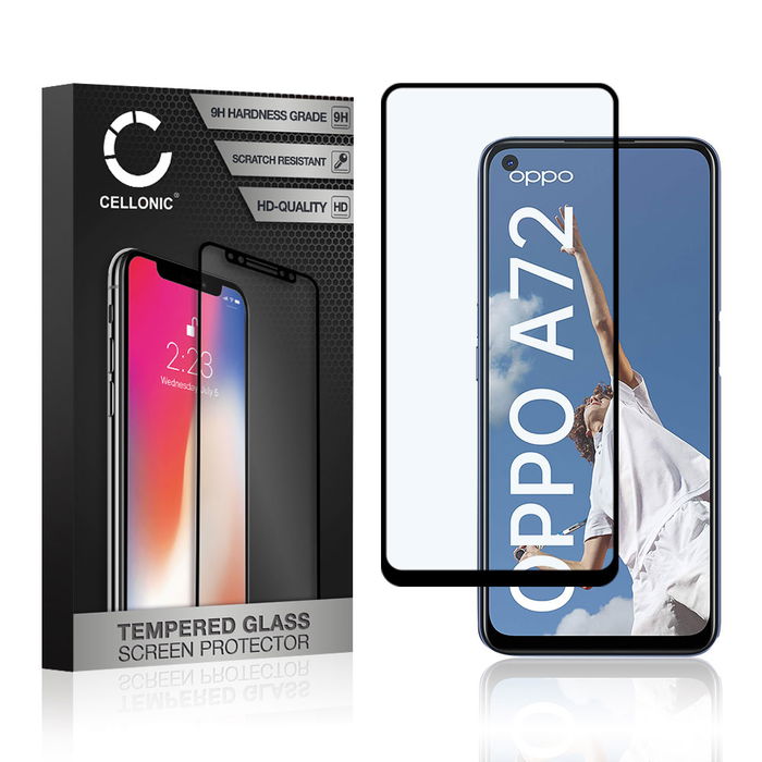 Skærmbeskytter glas til Oppo A72 - Tempered Glass (HD kvalitet / 3D Full Cover / 0,33mm / 9H)