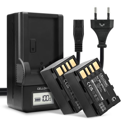 2x Kamera batteri til JVC GY-HM100 GS-TD1 GZ-MG120 GZ-MG130 GZ-MG175 GZ-MG330 GC-PX100 - Udskift BN-VF808 BN-VF815 BN-VF823 BN-VF915 batteri + Oplader ekstra batteri