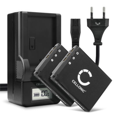 2x Kamera batteri til Sony DSC-F88 DSC-G1 DSC-P100 DSC-P120 DSC-P150 DSC-P200 DSC-T30 DSC-T50 DSC-V3 - Udskift NP-FR1 batteri + Oplader ekstra batteri