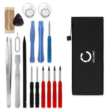 CELLONIC Udskiftning af mobil batteri til Apple iPhone SE2 (2020) + 17-værktøjs reparationssæt til telefoner - A2312 1850mAh