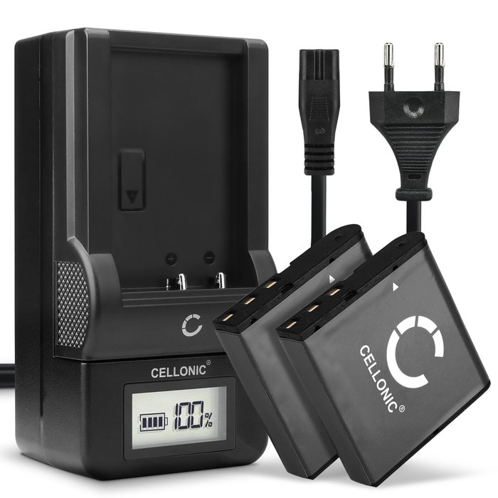 2x Batteri NP-40 + Oplader til Casio Exilim EX-FC100 EX-Z1000 Z1050 EX-Z40 EX-Z50 Z55 Z57 CELLONIC