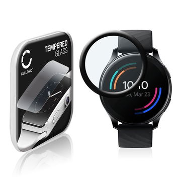 CELLONIC Skærmbeskytter til OnePlus Watch Fitness Tracker Smart Watch Face Protector - 3D Full Cover 0,33mm Full Glue Glas hærdet i 9 timer Gennemsigtig