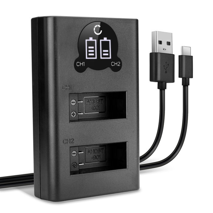 Smart & Fast USB Dual Charger for GoPro Hero 10 Power Adapter Charging Cable