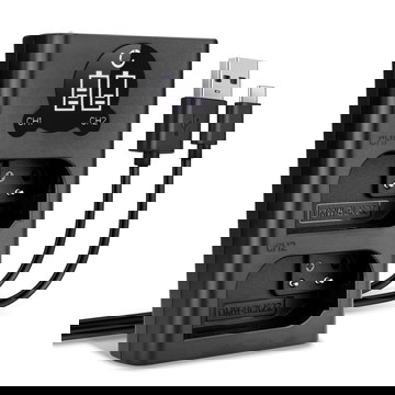 USB Dual Charger (DMW-BLK22) for Panasonic Lumix DC-GH5 II DC-GH6 DC-S5 G9 GH5S + 1m + USB Cable from CELLONIC