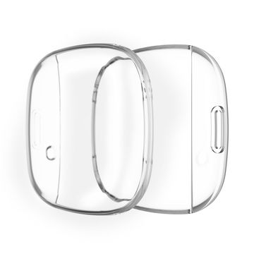 subtel Beskyttelsesetui og skærmbeskytter til FitBit Versa 3 / Sense 9H Hærdet glas GPS Smart Watch Cover Smartwatch Bumper Case Frame - Gennemsigtig