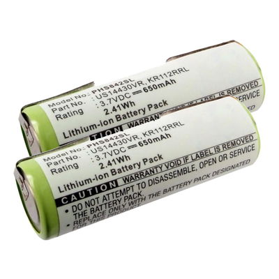 2x Batteri til Philips HS8020 / HS8060 / HS8070 / HS8420 / HS8420/23 / HS8440 / HS8460 - KR112RRL, US14430VR (650mAh) reservebatteri
