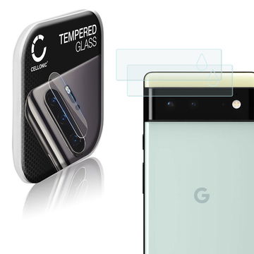 2x CELLONIC Kamera Lens Protector til Google Pixel 6 Telefon / Smartphone - Beskyttelsesglas 0,33mm Full Glue Gennemsigtig 9H hærdet glas Anti-Scratch Camera Cover