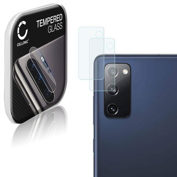 2x CELLONIC Kamera Lens Protector til Samsung Galaxy S20 FE (SM-G781) Telefon / Smartphone - Beskyttelsesglas 0,33mm Full Glue Gennemsigtig Hærdet glas Anti-Scratch Camera Cover