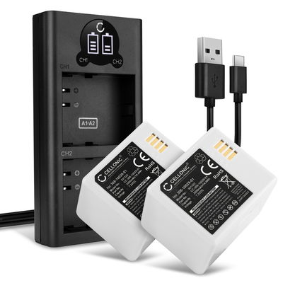 2x Arlo A-1, A-1B Batteri til Arlo Pro 2, Arlo Pro 1 overvågningskamera 2000mAh Udskiftning af batteri + Dobbelt Oplader 