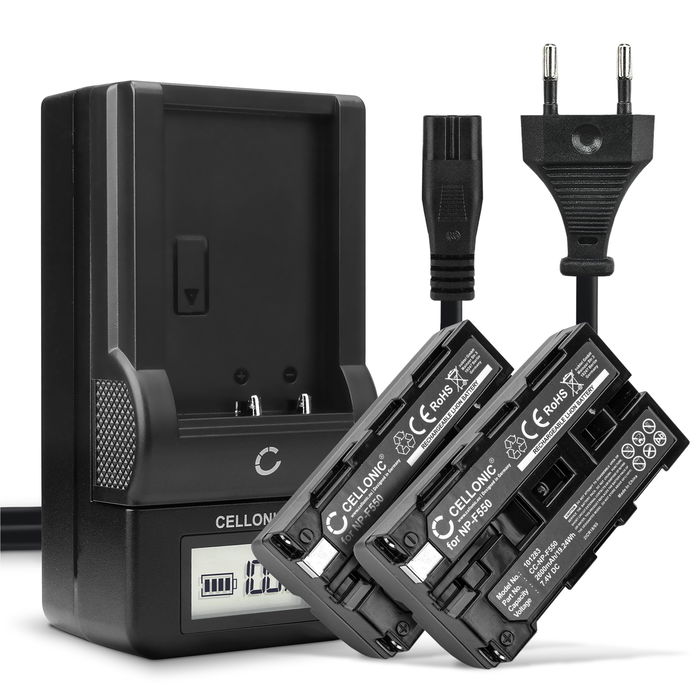 2x Sony NP-F330 Kamera batteri, nyt batteri 2600mAh eller som backup batteri + Oplader