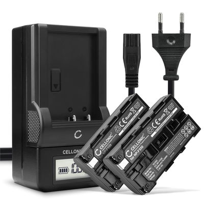 2x NP-F750 batterier til Sony DSR-PD150 HDR-FX7 HDR-FX7 HDR-FX1 HDR-FX1000 GV-HD700 DSR-PD170 GV-HD700E videokamera 2600mAh NP-F550 batteri udskiftning + LCD Smart Charger