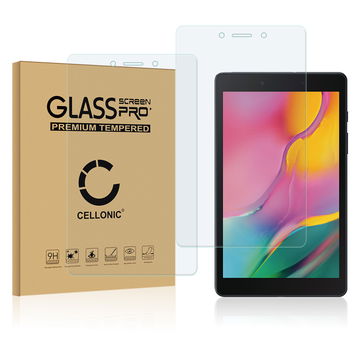2x CELLONIC Screen Protector for Samsung Galaxy Tab A 8.0 (2019) SM-T290 Tablet Screen Cover Film - 2.5D 0,33mm Full Glue Gennemsigtig glas til skærmbeskytter hærdet i 9 timer