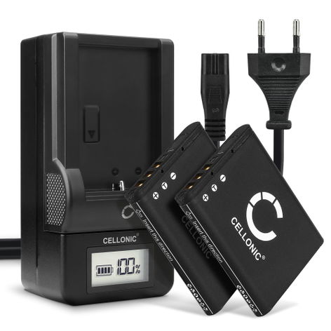 2x Batteri til Sanyo Xacti VPC-CG10 VPC-CG100 VPC-CG102 VPC-CG20 VPC-CG21 VPC-CA100 VPC-CA102 VPC-CS1 VPC-PD1 VPC-PD2 DB-L80 (740mAh, 3.7V) + Oplader fra CELLONIC