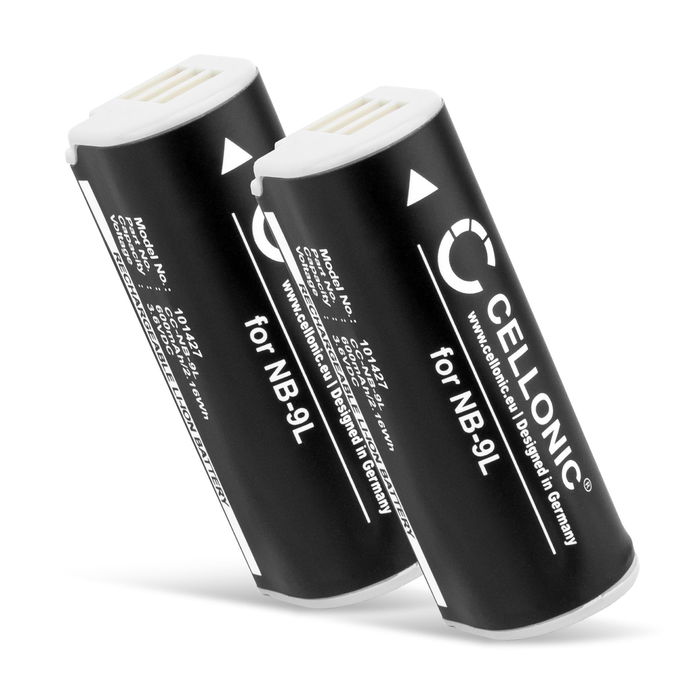 2x Batteri til Canon PowerShot N203.15 IXUS 500 HS IXUS 510 HS IXUS 1100 HS NB-9L (600mAh, 3.6V) fra CELLONIC