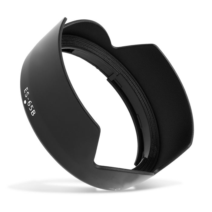 ES-65B Kamera Modlysblænde til Canon RF 50mm F1.8 STM – Plast bajonet blomst / kronblad Modlysblænde fra CELLONIC