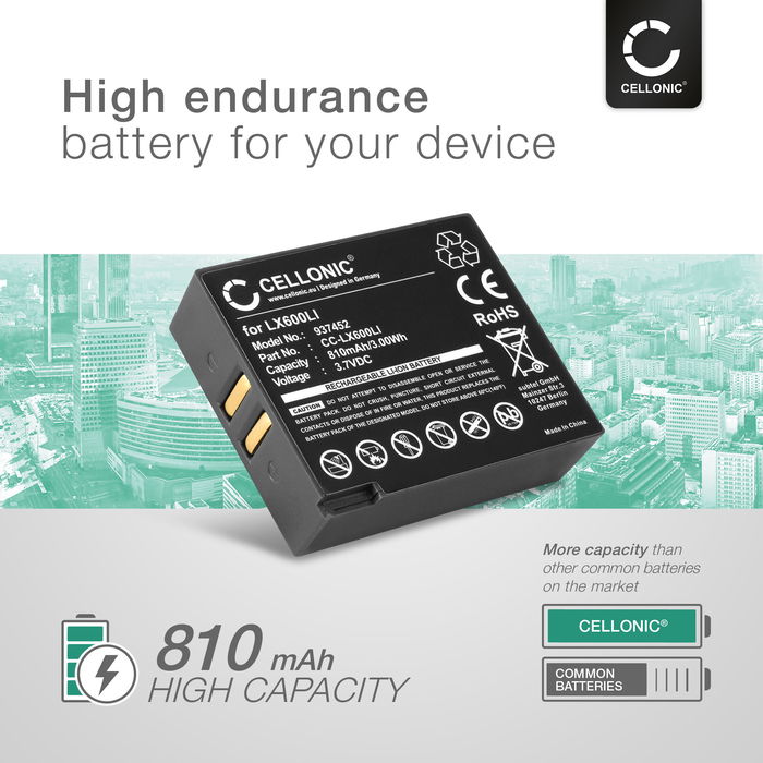 2x CELLONIC Headset batteri til LX600LI Nyt batteri til udskiftning 810mAh