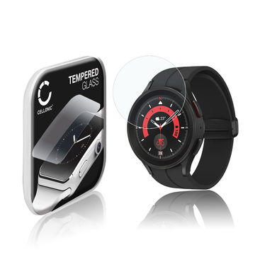 CELLONIC Skærmbeskytter til Samsung Galaxy Watch 5 Pro Fitness Tracker Smart Watch Face Protector - 2.5D 0,30mm Full Glue Glas hærdet i 9 timer Gennemsigtig