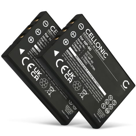 2x Battery for Fuji FinePix M603, F401, F410, F601 NP-60 (1180mAh, 3.7V) from CELLONIC