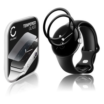 2x Skærmbeskytter glas Google Pixel Watch (3D Full Cover, 9H, 0,33mm, Full Glue) Screen Protector