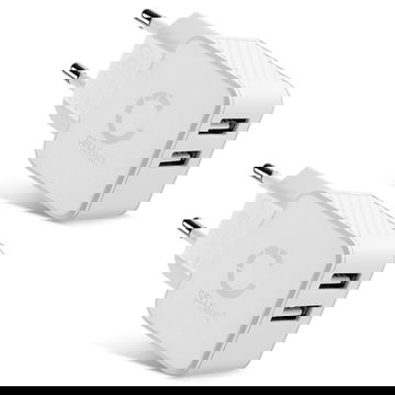 2x USB Oplader til 5V / 1A, 1000mA med 17W - 3.4A USB hurtigoplader Strømstik til socket Opladningsadapter