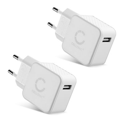 2x USB Oplader til 5V / 1A, 1000mA med 12W - 2.4A USB hurtigoplader Strømstik til socket Opladningsadapter