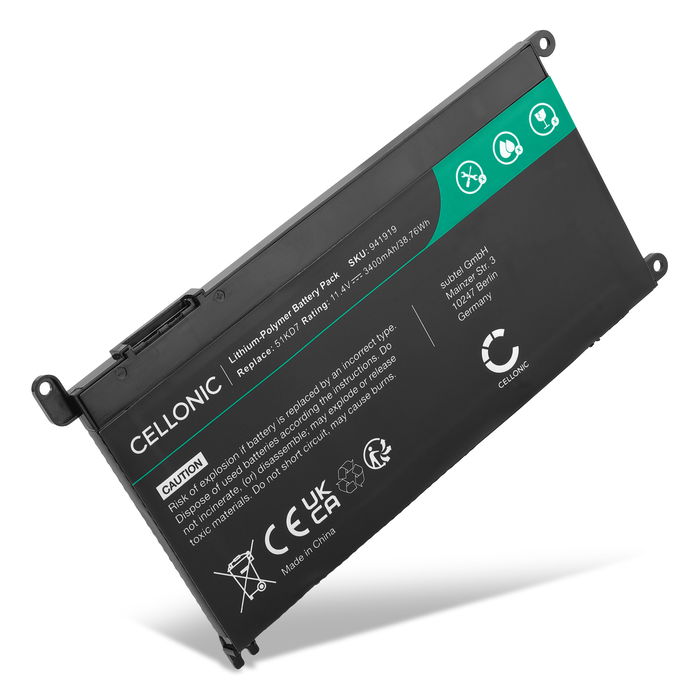 Batteri til Dell Chromebook 11, 11 3180, 11 3181, 11 3100 Bærbar computer - 3400mAh 11.4V 
