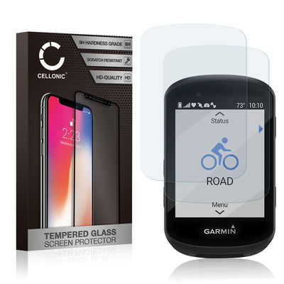 2x CELLONIC GPS-skærmbeskytter til Garmin Edge 540 / Edge 840 Sat Nav Screen Cover Film - 2.5D 0,30mm Full Glue Glas hærdet i 9 timer Gennemsigtig