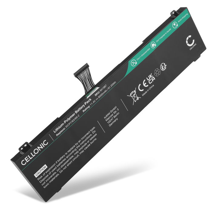 Batteri til Schenker XMG Fusion 15 XFU15L19, 3ICP7/63/69-2, GKIDT-00-13-3S2P-0 Bærbar computer - 8000mAh 11.4V 