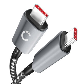 Universelt USB C Type C til USB C Type C Data- og opladningskabel til mobiltelefoner, tablets, GPS, højttalere - 3A Hurtig dataoverførsel 1m Nylon Opladerkabel - Grå / Sort