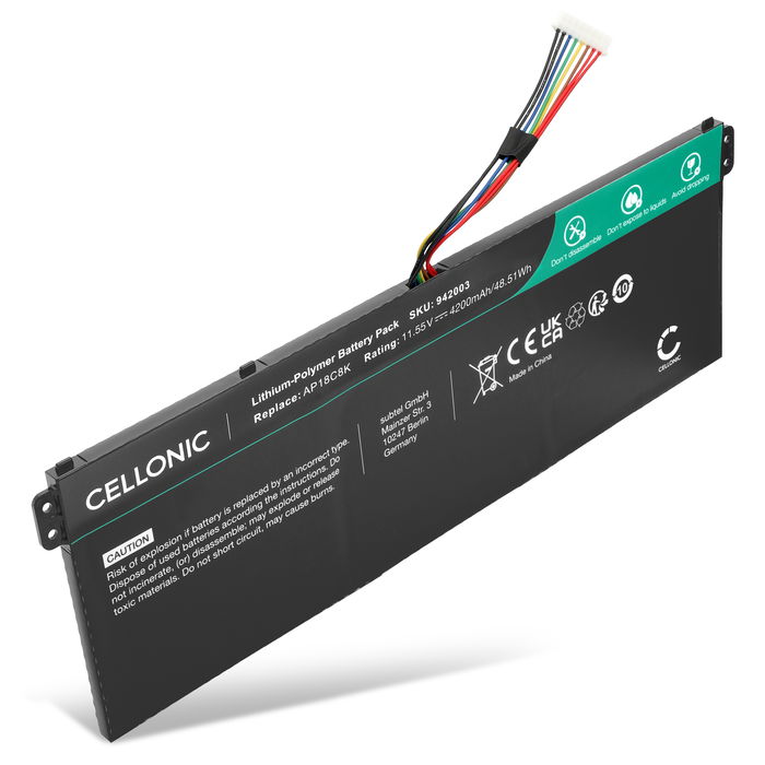 Batteri til Acer Aspire 5 A517, Swift 3 SF314, 1 SF114, Chromebook 314, 315, Spin 713, Travelmate B1, AP18C8K, Bærbar computer - 4200mAh 11.55V 