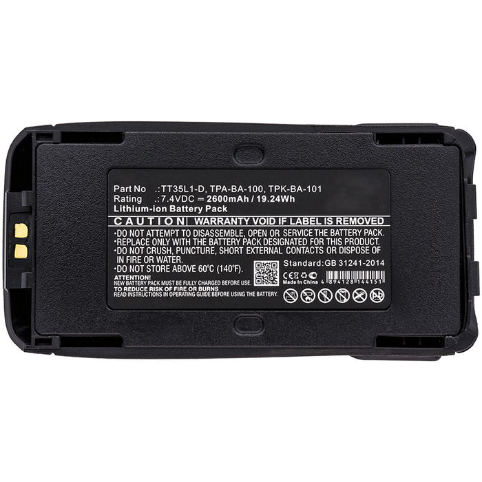 Battery til Tait TP9300, TP8100, TP9400, TP8110, TP8115, TP8120, TP8140, TP8135, TPA-BA-100 2600mAh Lithiumion 7.4V fra CELLONIC