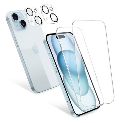 2x CELLONIC iPhone 15 skærmbeskytter - 6,1" telefonskærmcover 2,5D fuldlim 0,33 mm ultratyndt 9H hærdet glas beskyttende smartphone-skærmbeskyttelse