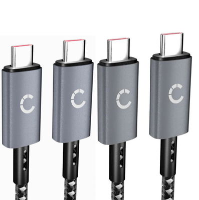 Universelt USB C Type C til USB C Type C Data- og opladningskabel til mobiltelefoner, tablets, GPS, højttalere - 3A (PD 100W) Hurtig dataoverførsel 1m Nylon Opladerkabel - Grå / Sort