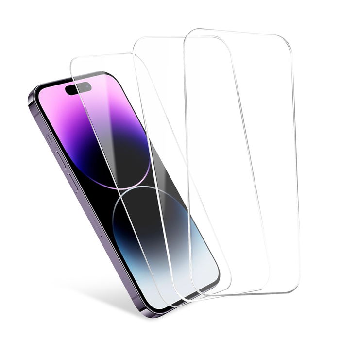 3x CELLONIC iPhone 14 Pro skærmbeskytter - 6,1" telefonskærmcover 2,5D fuldlimning ultratyndt 9H hærdet glas beskyttende smartphone-skærmbeskyttelse