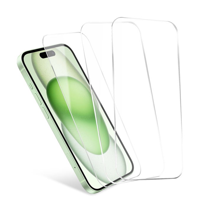 3x CELLONIC iPhone 15 / Pro skærmbeskytter - 6,1" telefonskærmcover 2,5D fuldlimning ultratyndt 9H hærdet glas beskyttende smartphone-skærmbeskyttelse