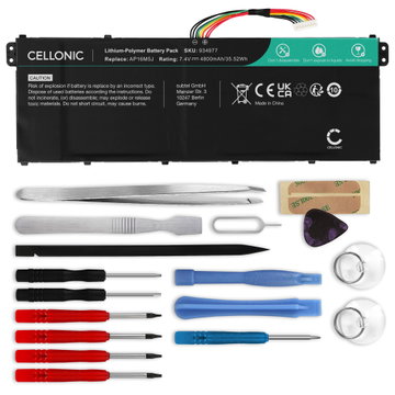 Batteri til Acer Aspire 3 A314-21, A315-41, A315-42, A315-51, A315-53, A317-32, Aspire 1 A114-32, AP16M5J Bærbar computer - 4800mAh 7.4V + Værktøj Set