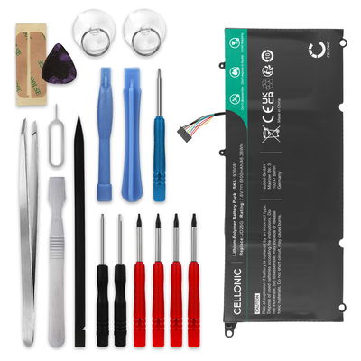 Batteri til Dell XPS 13 9350, XPS 13 9343, XPS 13D-9343 + Werkzeug-Set Bærbar computer - 6100mAh 7.6V + Værktøj Set