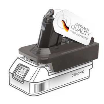 DeWalt 18V-20V eller Milwaukee 18V til Dyson V6-seriens batteriadapter - Konverter MT18V6 til Dyson støvsugere fra CELLONIC