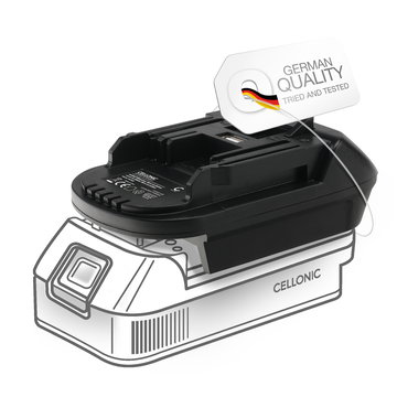 DeWalt 18V-20V eller Milwaukee 18V til Makita 18V Li-ion batteriadapter - DM18M konverter til Makita værktøjer fra CELLONIC