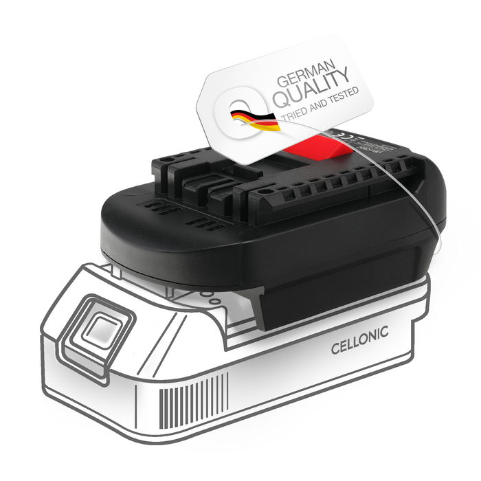 DeWalt 18V-20V or Milwaukee 18V to Bosch 18V Li-ion Battery Adapter Converter DM18BS from CELLONIC