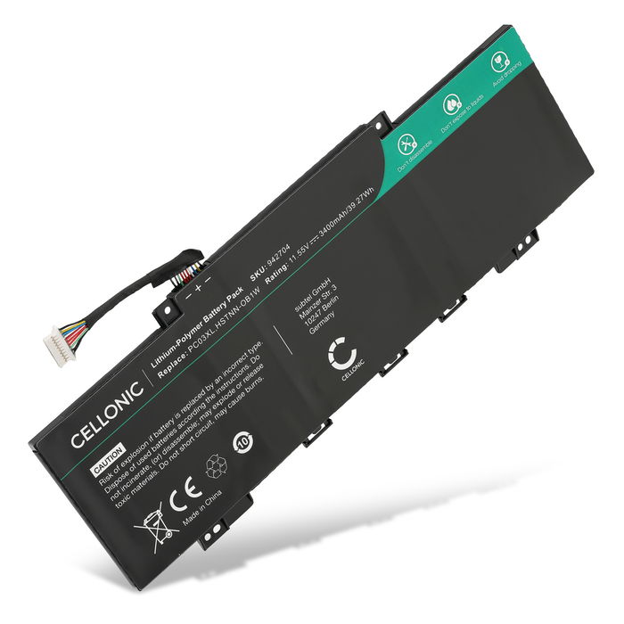 Batteri til HP Pavilion x360 14-EK, 14-DY, Aero 13, PC03, PC03XL, PC03043XL Bærbar computer - 3400mAh 11.55V 