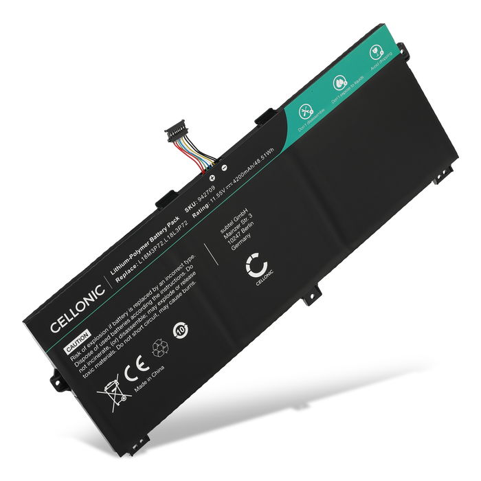 Batteri til Lenovo ThinkPad X13 Yoga, X390 Yoga, Lenovo 5B10W13927, 5B10W13928, L18L3P72 Bærbar computer - 4200mAh 11.55V 
