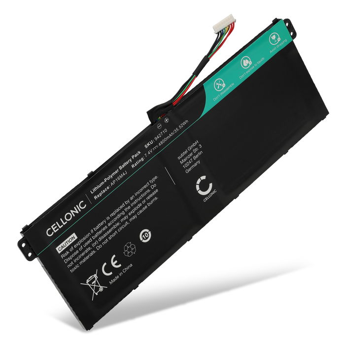 1x Batteri til Acer Aspire 5 A515-41G, 1 A114, 3 A315, 1 A114-33, ES1-523, 3 A315-31, A A315-54, A A315-54K, 3 A317, A A311-31, Acer A114-33, AP16M4J, NX.GVWSA.002 Bærbar computer - 4800mAh 7.4V 